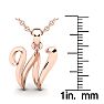 Letter W Swirly Initial Necklace In Heavy Rose Gold With Free 18 Inch Cable Chain Image-5