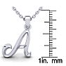 Letter A Swirly Initial Necklace In Heavy 14K White Gold With Free 18 Inch Cable Chain Image-5