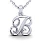 Letter B Swirly Initial Necklace In Heavy 14K White Gold With Free 18 Inch Cable Chain Image-1