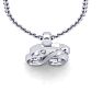 Letter B Swirly Initial Necklace In Heavy 14K White Gold With Free 18 Inch Cable Chain Image-4