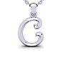 Letter C Swirly Initial Necklace In Heavy 14K White Gold With Free 18 Inch Cable Chain Image-1