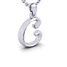Letter C Swirly Initial Necklace In Heavy 14K White Gold With Free 18 Inch Cable Chain Image-3