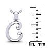 Letter C Swirly Initial Necklace In Heavy 14K White Gold With Free 18 Inch Cable Chain Image-5