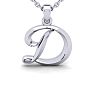 Letter D Swirly Initial Necklace In Heavy 14K White Gold With Free 18 Inch Cable Chain Image-1