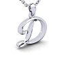 Letter D Swirly Initial Necklace In Heavy 14K White Gold With Free 18 Inch Cable Chain Image-2