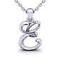 Letter E Swirly Initial Necklace In Heavy 14K White Gold With Free 18 Inch Cable Chain