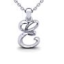 Letter E Swirly Initial Necklace In Heavy 14K White Gold With Free 18 Inch Cable Chain Image-1