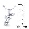 Letter F Swirly Initial Necklace In Heavy 14K White Gold With Free 18 Inch Cable Chain Image-5