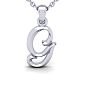 Letter G Swirly Initial Necklace In Heavy 14K White Gold With Free 18 Inch Cable Chain Image-1