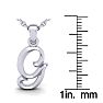 Letter G Swirly Initial Necklace In Heavy 14K White Gold With Free 18 Inch Cable Chain Image-5
