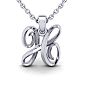 Letter H Swirly Initial Necklace In Heavy 14K White Gold With Free 18 Inch Cable Chain Image-1