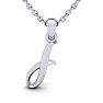Letter I Swirly Initial Necklace In Heavy 14K White Gold With Free 18 Inch Cable Chain Image-1