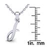 Letter I Swirly Initial Necklace In Heavy 14K White Gold With Free 18 Inch Cable Chain Image-5