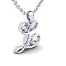 Letter L Swirly Initial Necklace In Heavy 14K White Gold With Free 18 Inch Cable Chain Image-2