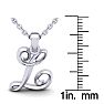 Letter L Swirly Initial Necklace In Heavy 14K White Gold With Free 18 Inch Cable Chain Image-5