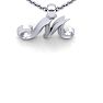 Letter M Swirly Initial Necklace In Heavy 14K White Gold With Free 18 Inch Cable Chain Image-4
