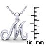 Letter M Swirly Initial Necklace In Heavy 14K White Gold With Free 18 Inch Cable Chain Image-5