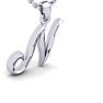 Letter N Swirly Initial Necklace In Heavy 14K White Gold With Free 18 Inch Cable Chain Image-2