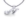 Letter N Swirly Initial Necklace In Heavy 14K White Gold With Free 18 Inch Cable Chain Image-4