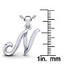 Letter N Swirly Initial Necklace In Heavy 14K White Gold With Free 18 Inch Cable Chain Image-5