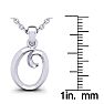 Letter O Swirly Initial Necklace In Heavy 14K White Gold With Free 18 Inch Cable Chain Image-5