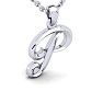 Letter P Swirly Initial Necklace In Heavy 14K White Gold With Free 18 Inch Cable Chain Image-2