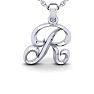 Letter R Swirly Initial Necklace In Heavy 14K White Gold With Free 18 Inch Cable Chain Image-1