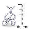 Letter R Swirly Initial Necklace In Heavy 14K White Gold With Free 18 Inch Cable Chain Image-5
