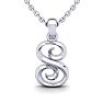Letter S Swirly Initial Necklace In Heavy 14K White Gold With Free 18 Inch Cable Chain Image-1
