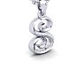 Letter S Swirly Initial Necklace In Heavy 14K White Gold With Free 18 Inch Cable Chain Image-2
