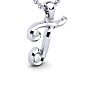 Letter T Swirly Initial Necklace In Heavy 14K White Gold With Free 18 Inch Cable Chain Image-2