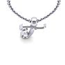 Letter T Swirly Initial Necklace In Heavy 14K White Gold With Free 18 Inch Cable Chain Image-4