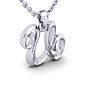 Letter U Swirly Initial Necklace In Heavy 14K White Gold With Free 18 Inch Cable Chain Image-2