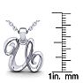 Letter U Swirly Initial Necklace In Heavy 14K White Gold With Free 18 Inch Cable Chain Image-5