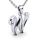 Letter W Swirly Initial Necklace In Heavy 14K White Gold With Free 18 Inch Cable Chain Image-2