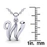 Letter W Swirly Initial Necklace In Heavy 14K White Gold With Free 18 Inch Cable Chain Image-5