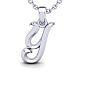 Letter Y Swirly Initial Necklace In Heavy 14K White Gold With Free 18 Inch Cable Chain Image-1