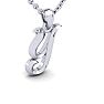 Letter Y Swirly Initial Necklace In Heavy 14K White Gold With Free 18 Inch Cable Chain Image-2