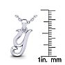 Letter Y Swirly Initial Necklace In Heavy 14K White Gold With Free 18 Inch Cable Chain Image-5