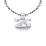 Letter Z Swirly Initial Necklace In Heavy 14K White Gold With Free 18 Inch Cable Chain Image-4