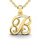 Letter B Swirly Initial Necklace In Heavy 14K Yellow Gold With Free 18 Inch Cable Chain Image-1