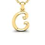 Letter C Swirly Initial Necklace In Heavy 14K Yellow Gold With Free 18 Inch Cable Chain Image-1