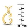 Letter C Swirly Initial Necklace In Heavy 14K Yellow Gold With Free 18 Inch Cable Chain Image-5