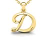 Letter D Swirly Initial Necklace In Heavy 14K Yellow Gold With Free 18 Inch Cable Chain Image-1
