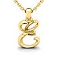 Letter E Swirly Initial Necklace In Heavy 14K Yellow Gold With Free 18 Inch Cable Chain Image-1