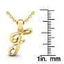 Letter F Swirly Initial Necklace In Heavy 14K Yellow Gold With Free 18 Inch Cable Chain Image-5