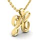 Letter H Swirly Initial Necklace In Heavy 14K Yellow Gold With Free 18 Inch Cable Chain Image-2
