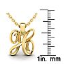 Letter H Swirly Initial Necklace In Heavy 14K Yellow Gold With Free 18 Inch Cable Chain Image-5