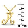 Letter K Swirly Initial Necklace In Heavy 14K Yellow Gold With Free 18 Inch Cable Chain Image-5