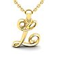 Letter L Swirly Initial Necklace In Heavy 14K Yellow Gold With Free 18 Inch Cable Chain Image-1